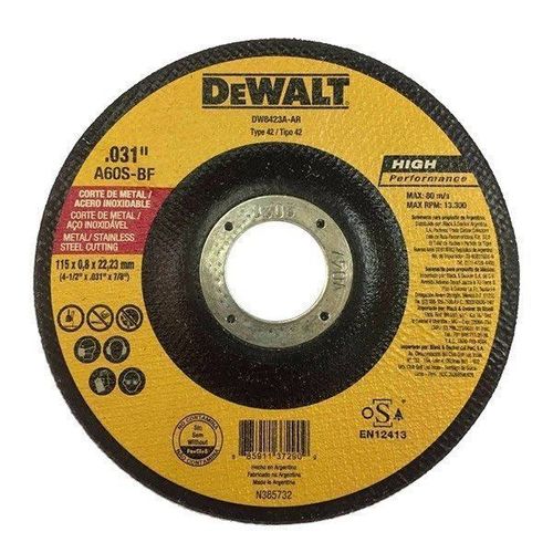 Disco Abrasivo De Corte 0,8mm 4 1/2 Dw8423A- Ar Dewalt